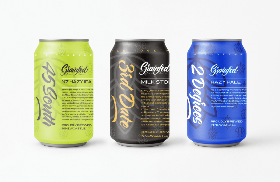 Cans_three-up_45South_3rdDate_2Degrees_Grainfed_beer Cans_three-up_45South_3rdDate_2Degrees_Grainfed_beer