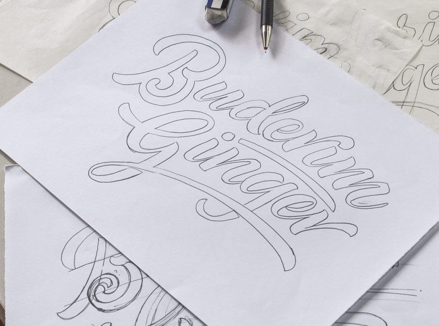 Buderim-Ginger-drawings-sketch-custom-typography-wordmark-branding-Wayne-Thompson-Australian-Type-Foundry